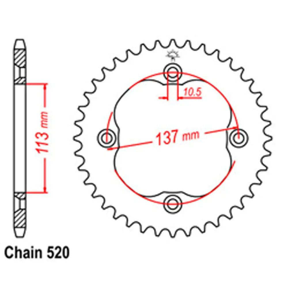Rear Sprocket - Steel 38T 520P 1