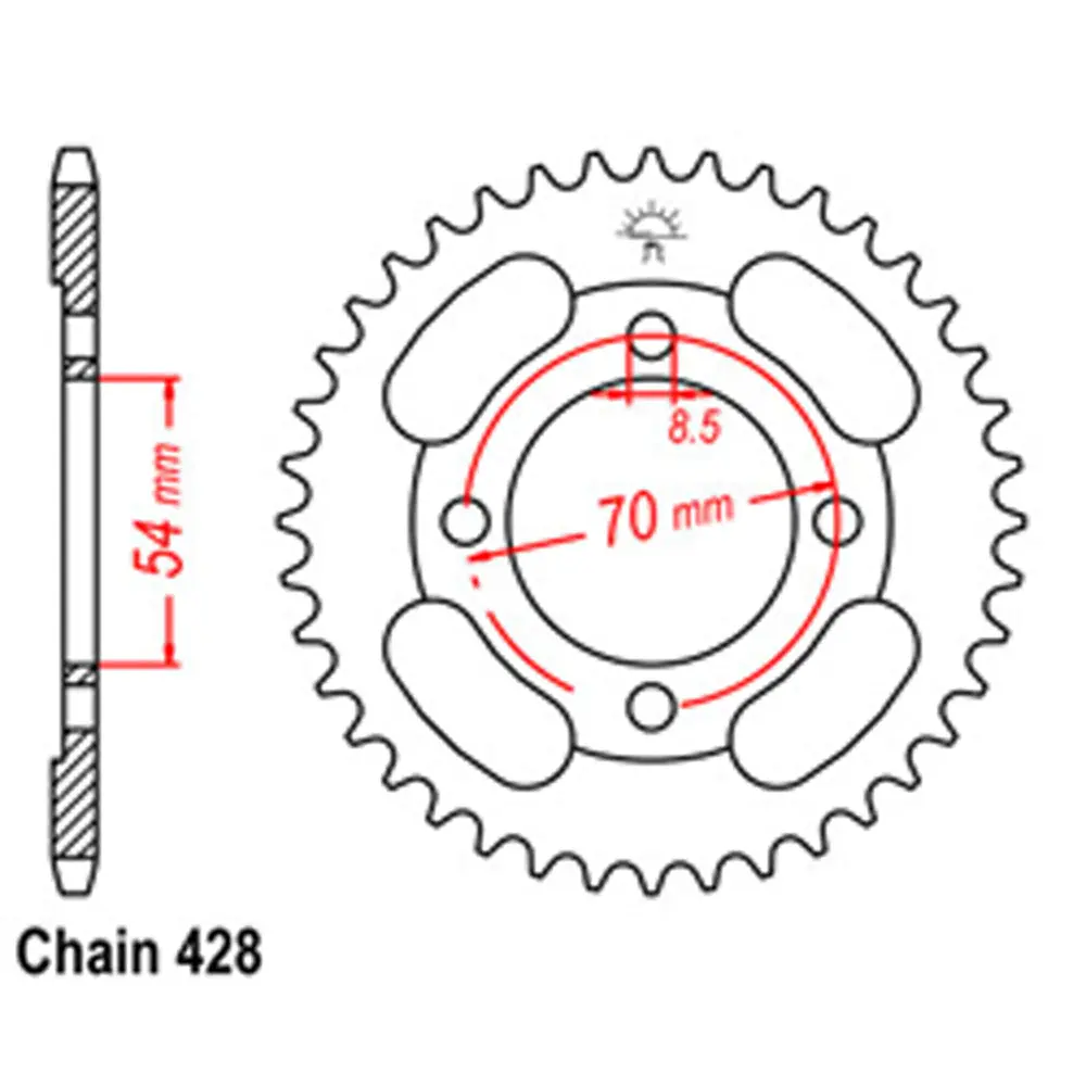 Rear Sprocket - Steel 45T 428P 1