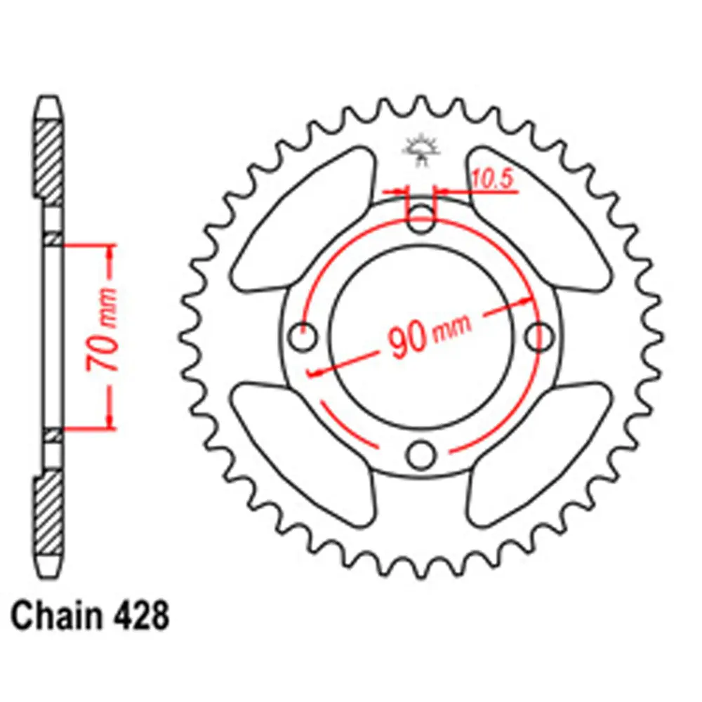 Rear Sprocket - Steel 45T 428P 1