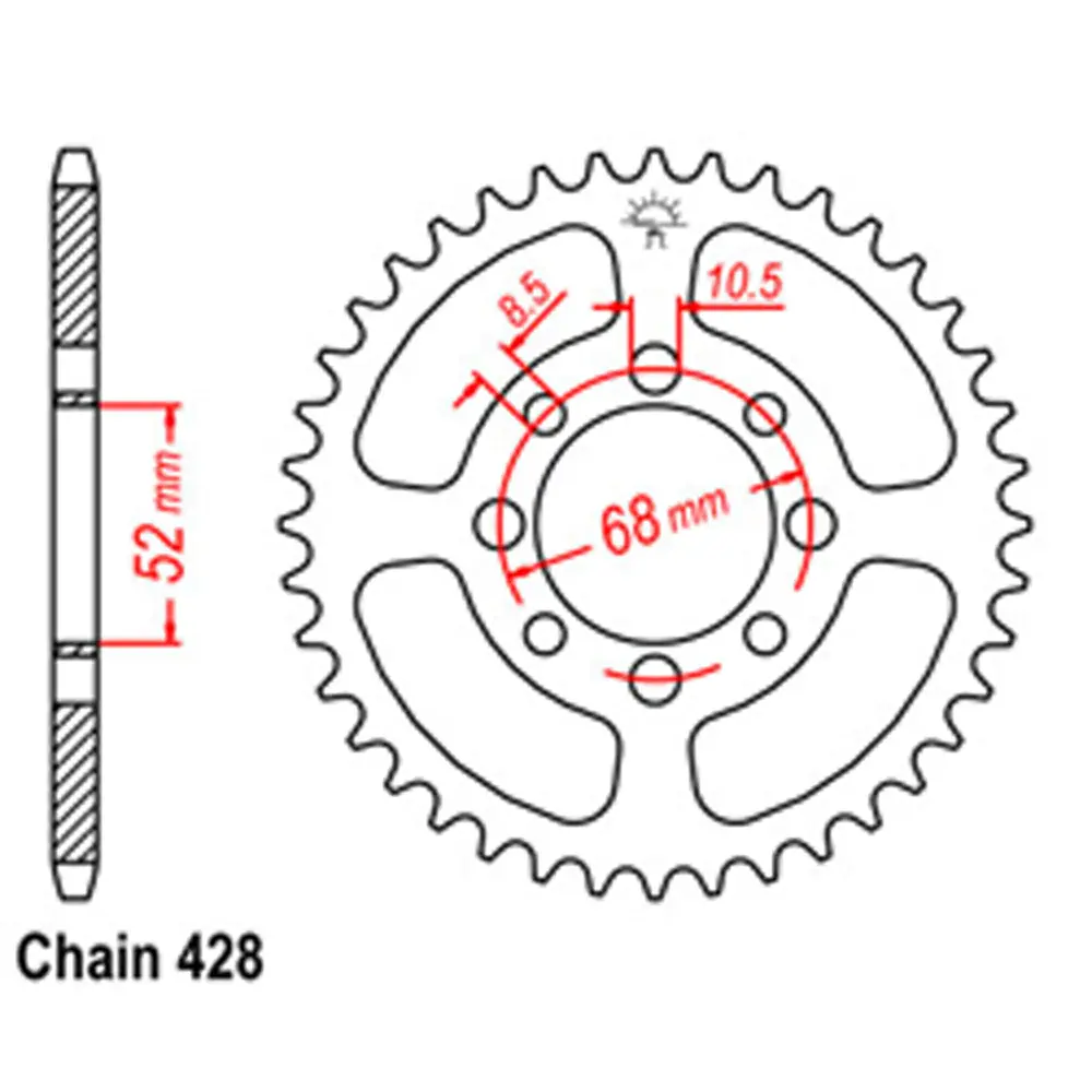 Rear Sprocket - Steel 46T 428P D/D 1