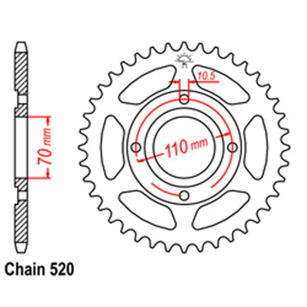 Rear Sprocket - Steel 44T 520P 1