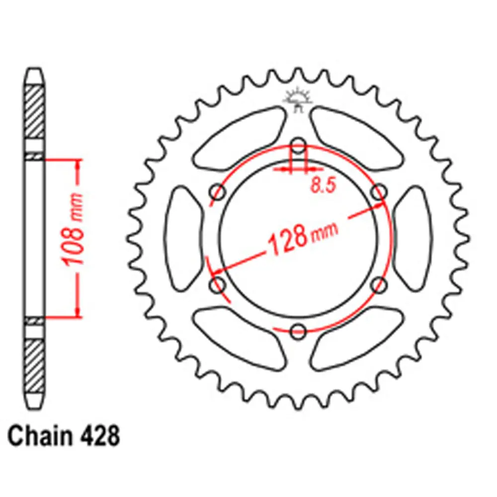 Rear Sprocket - Steel 53T 428P 1