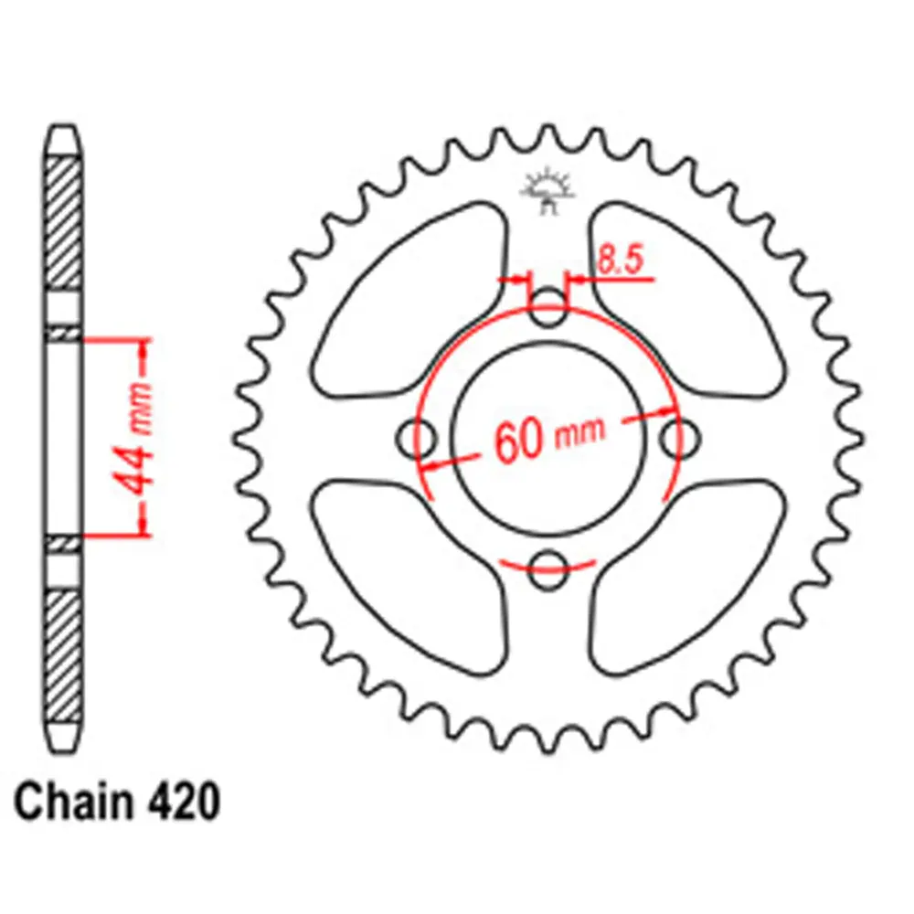 Rear Sprocket - Steel 48T 420P 1