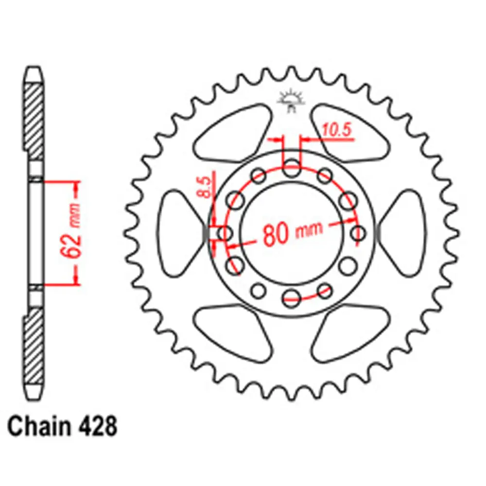 Rear Sprocket - Steel 54T 428P D/D 1