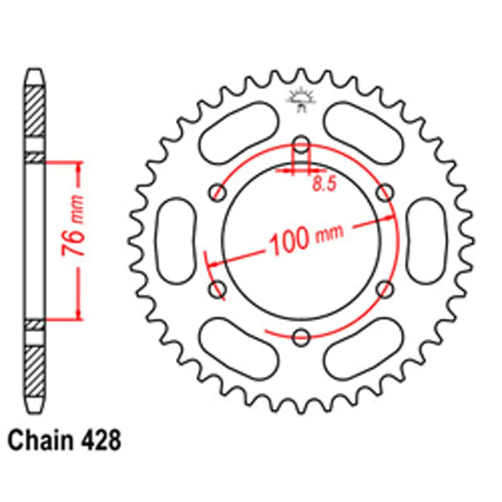 Rear Sprocket - Steel 48T 428P 1