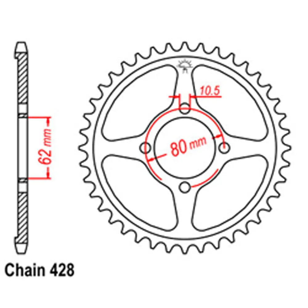 Rear Sprocket - Steel 54T 428P 1