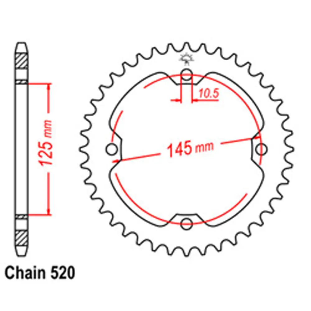 Rear Sprocket - Steel 38T 520P 1