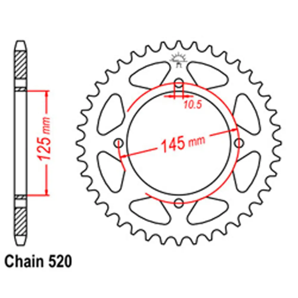 Rear Sprocket - Steel 45T 520P 1