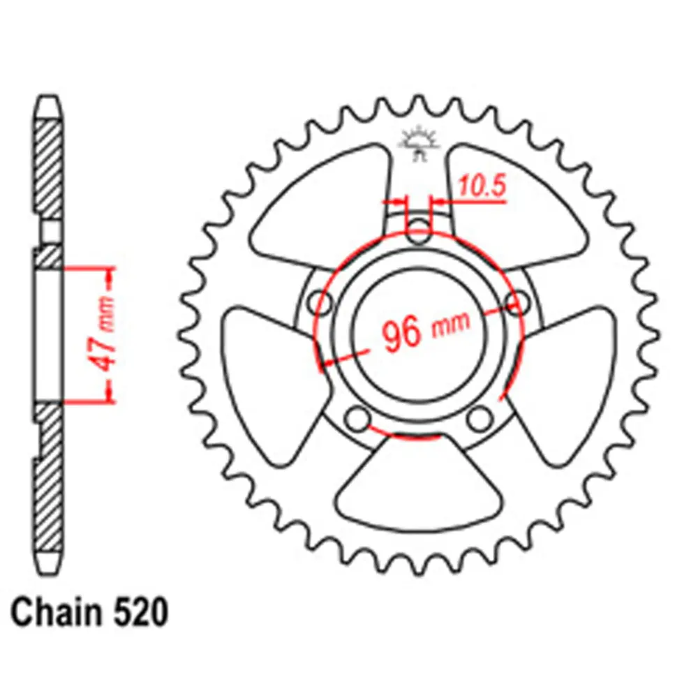 Rear Sprocket - Steel 40T 520P 1