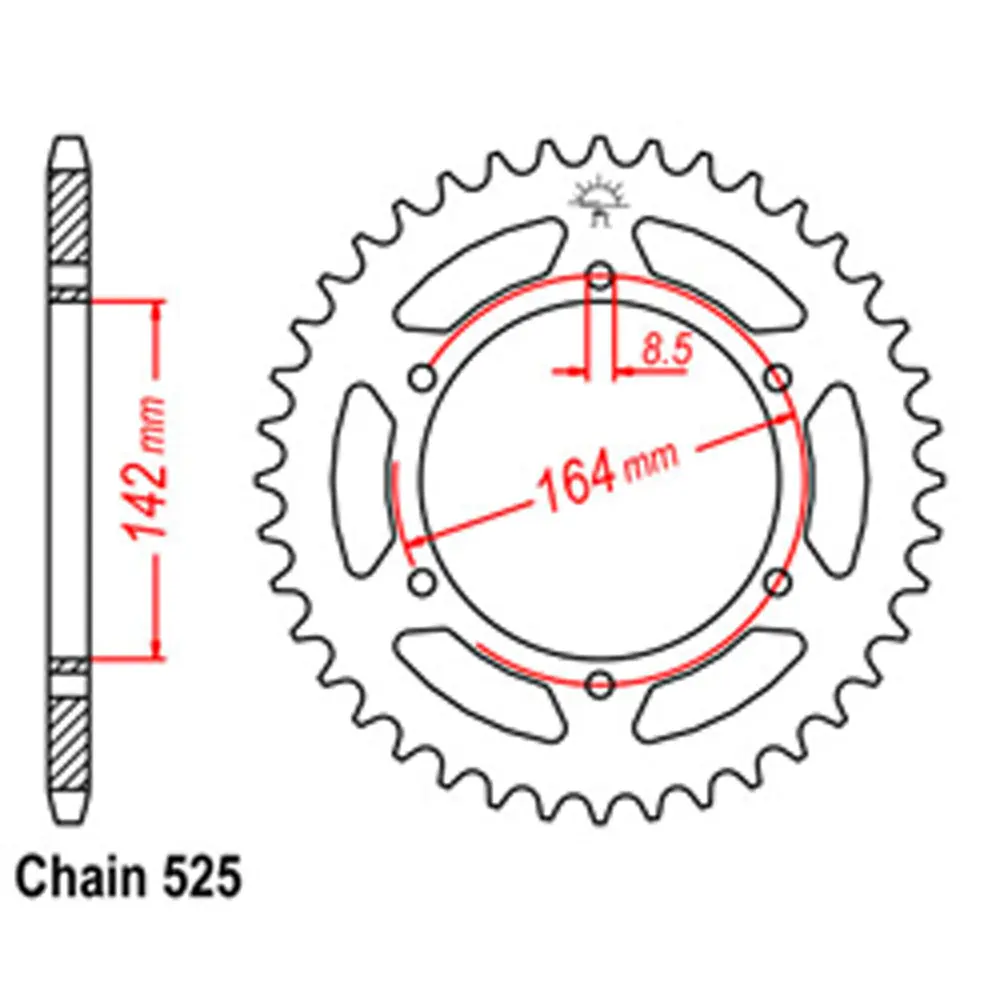 Rear Sprocket - Steel 44T 525P 1