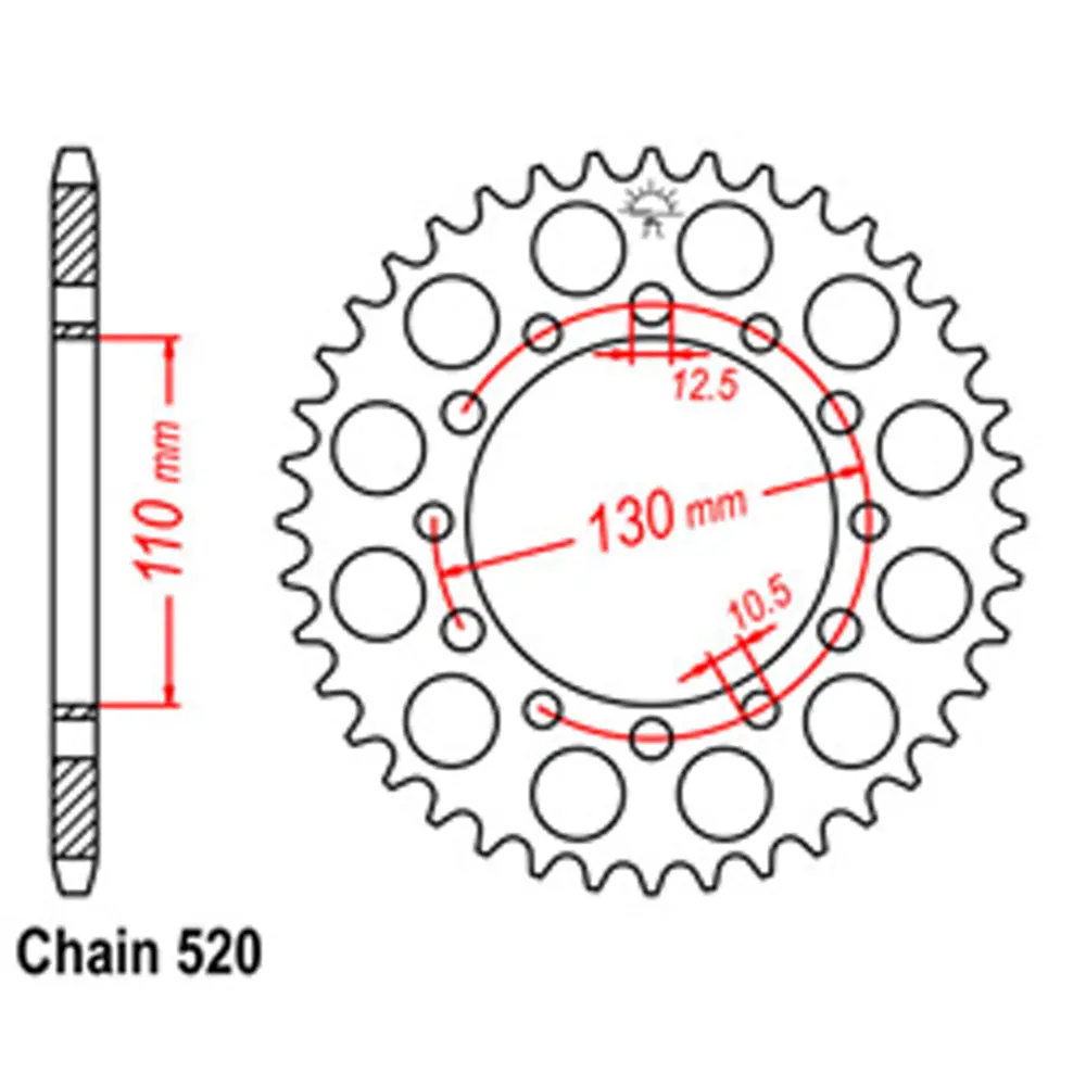 Rear Sprocket - Steel 44T 520P 1