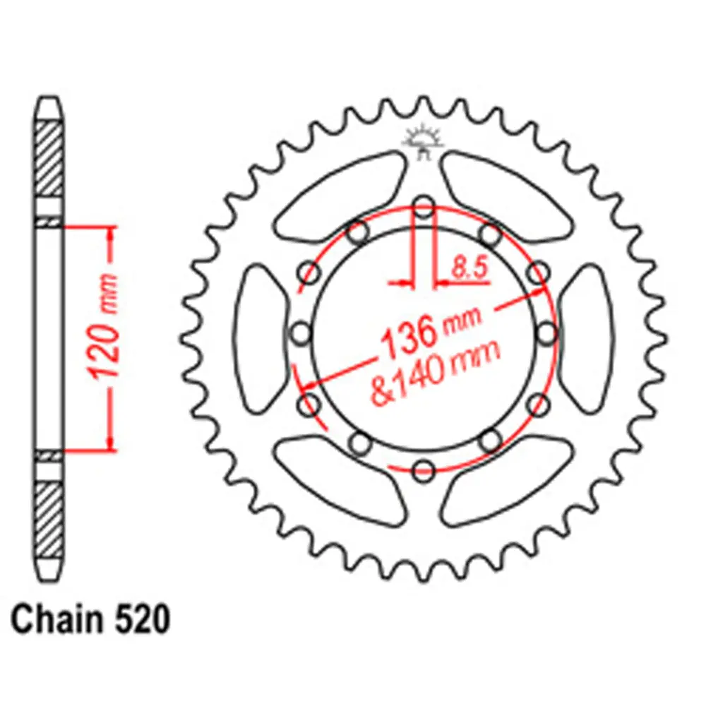 Rear Sprocket - Steel 46T 520P D/D 1