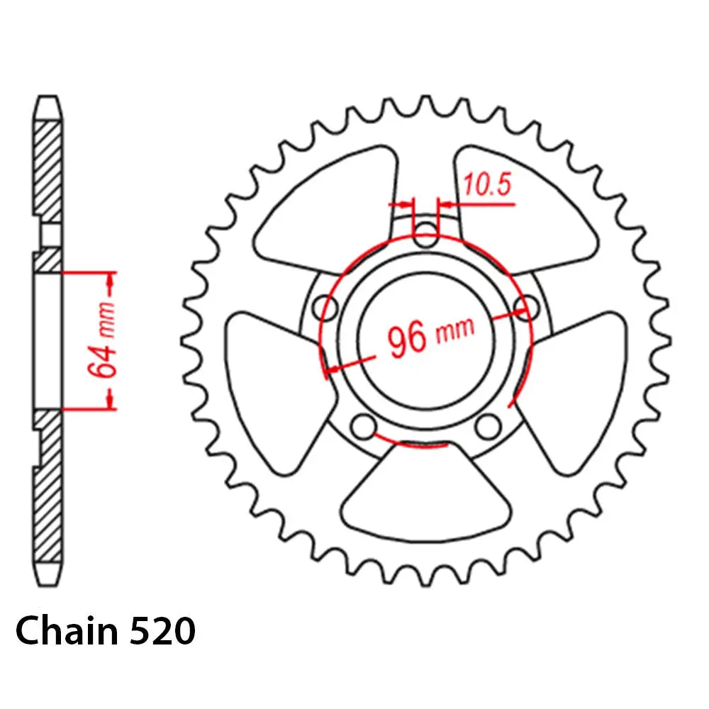 Rear Sprocket - Steel 47T 520P 1