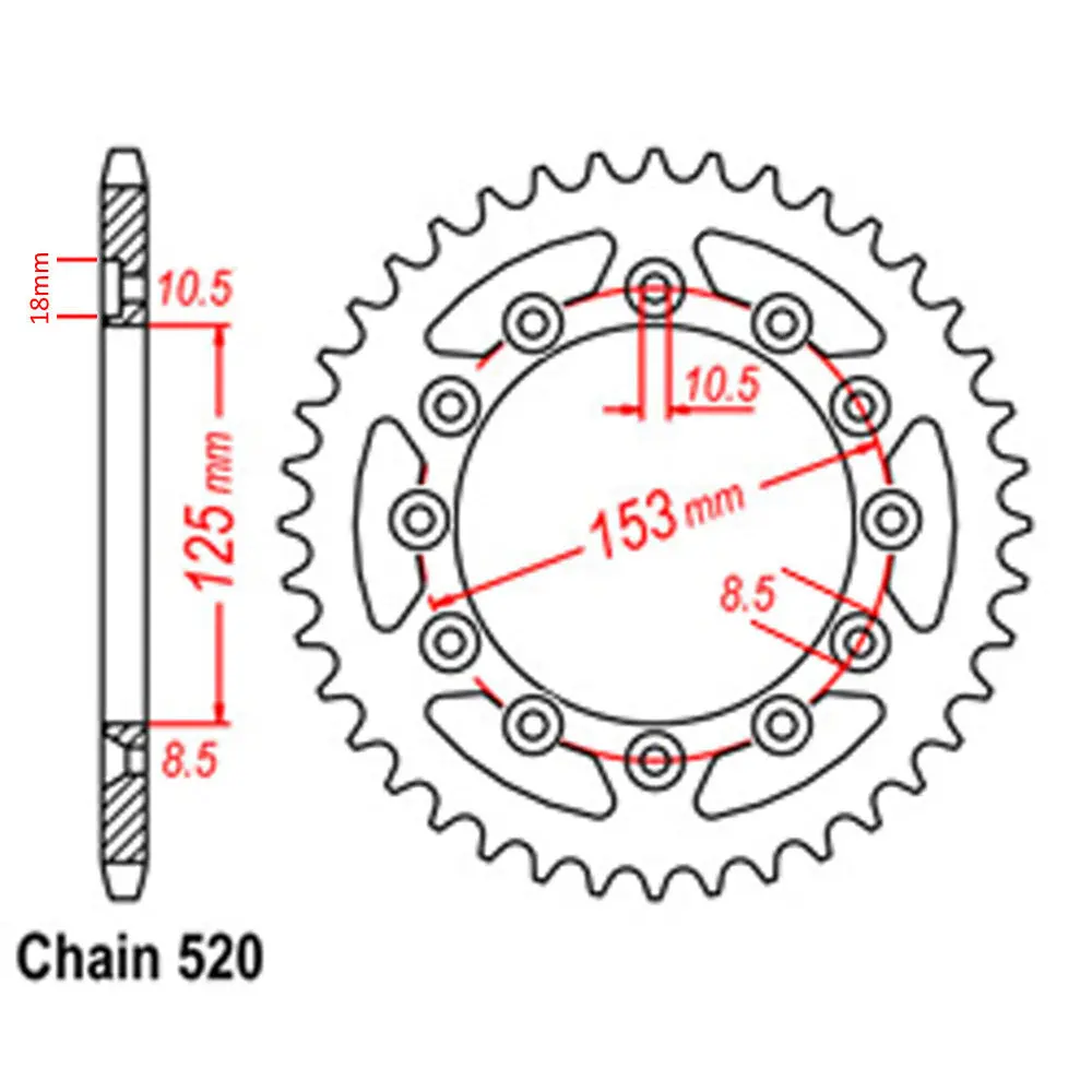 Rear Sprocket - Steel 49T 520P D/D 1