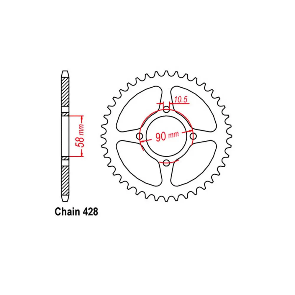 Rear Sprocket - Steel 44T 428P 1