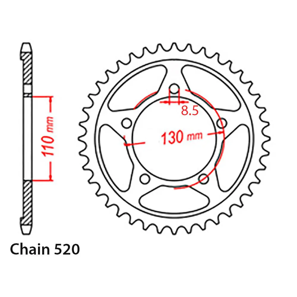 Rear Sprocket - Steel 40T 520P 1