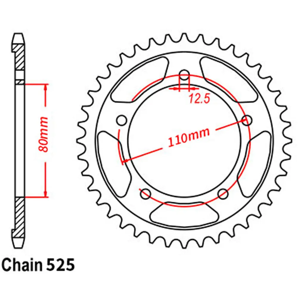 Rear Sprocket - Steel 44T 525P 1