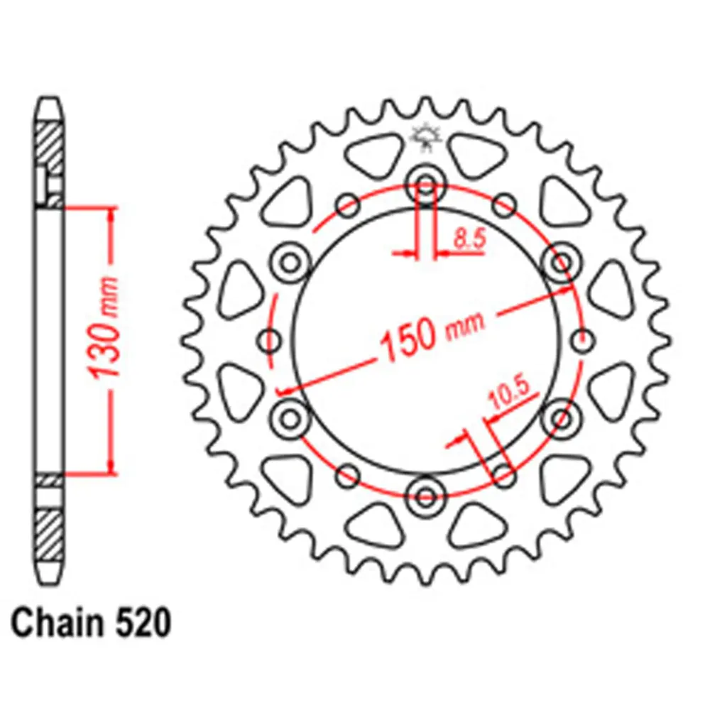 Rear Sprocket - Steel 46T 520P D/D 1