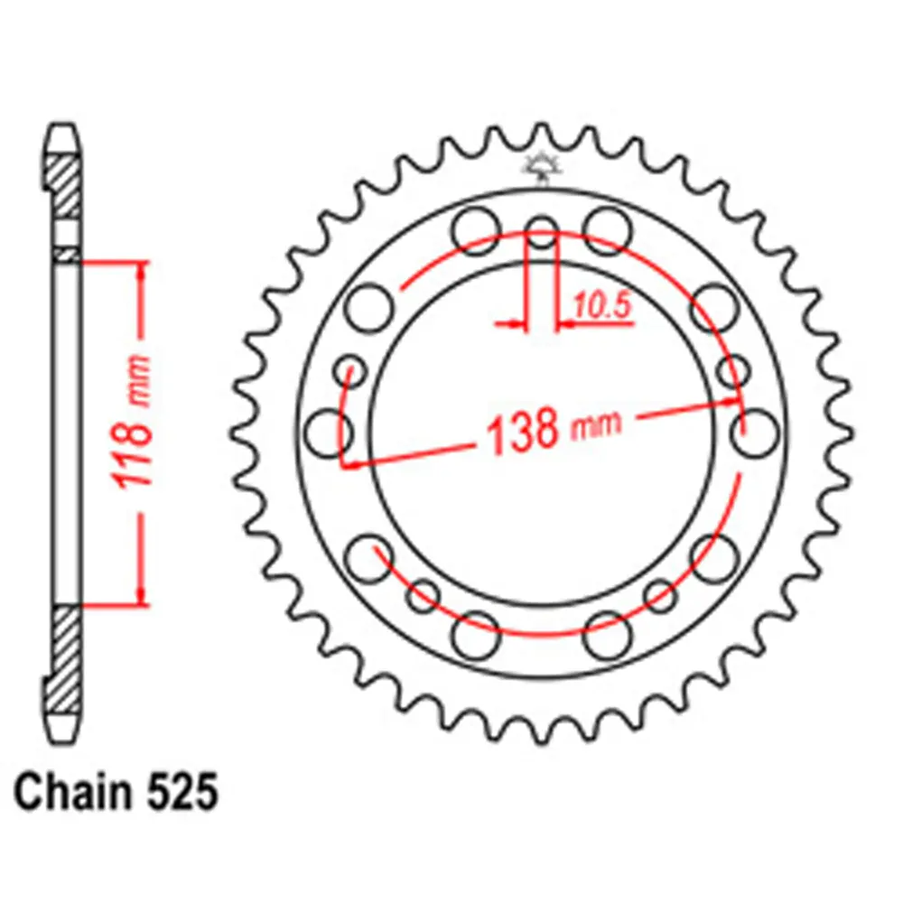 Rear Sprocket - Steel 39T 525P 1