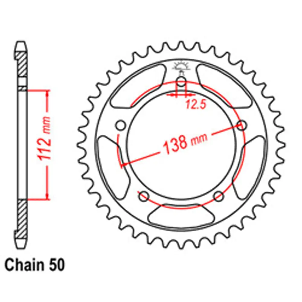 Rear Sprocket - Steel 44T 530P 1
