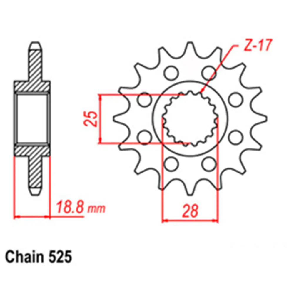 Front Sprocket - Steel 17T 525P 1