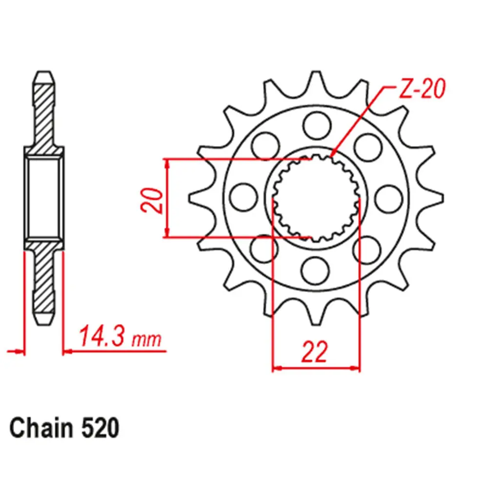 Front Sprocket - Steel 16T 520P 1