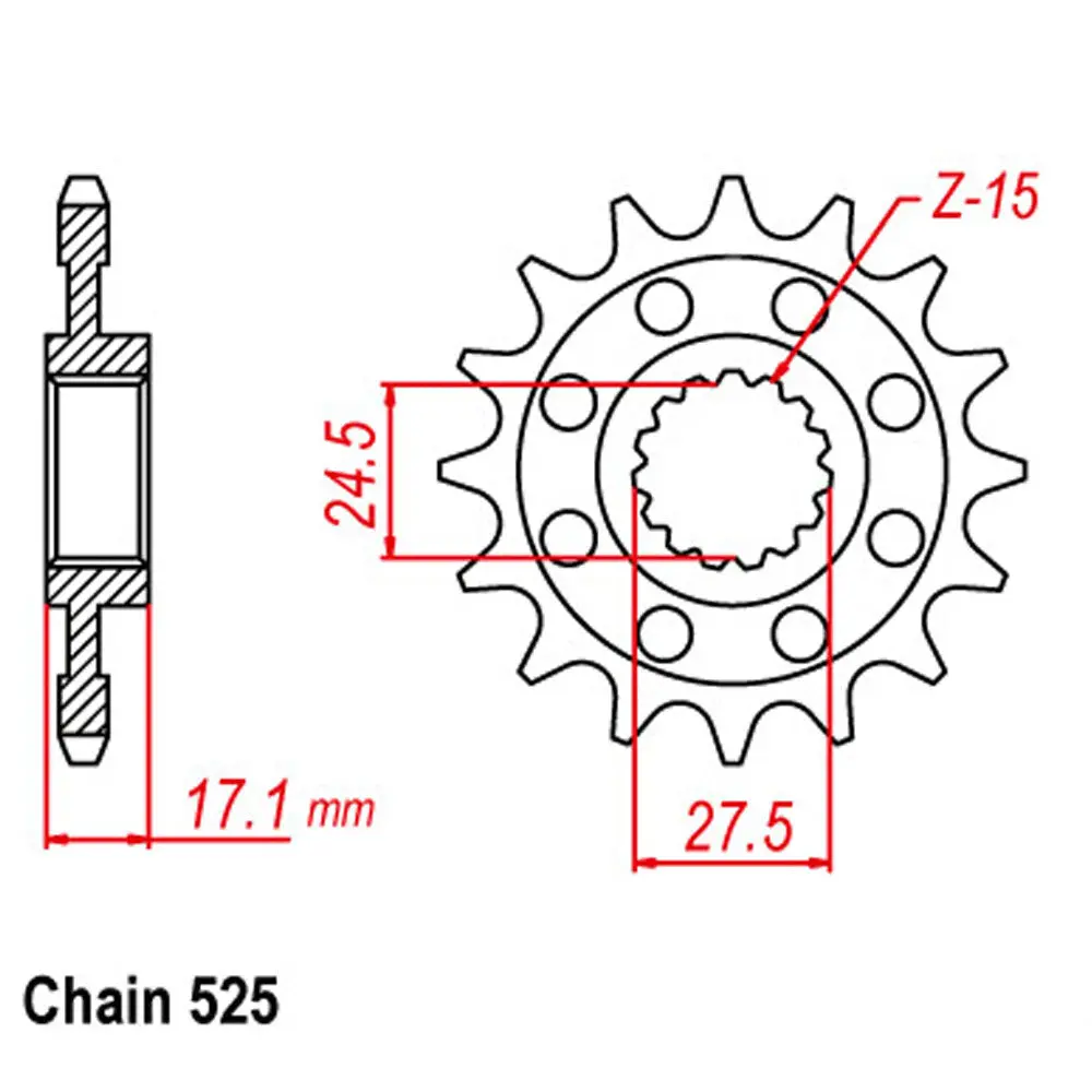 Front Sprocket - Steel 15T 525P 1