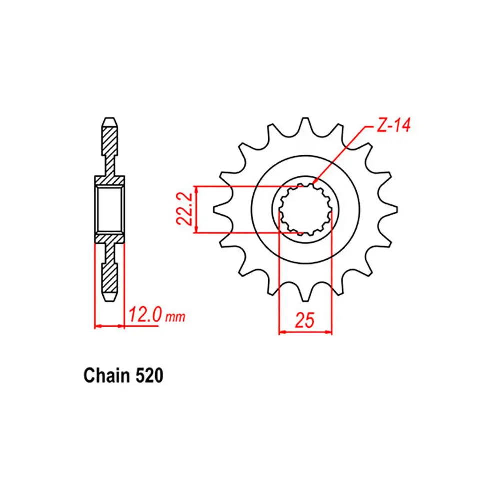 Front Sprocket - Steel 13T 520P 1