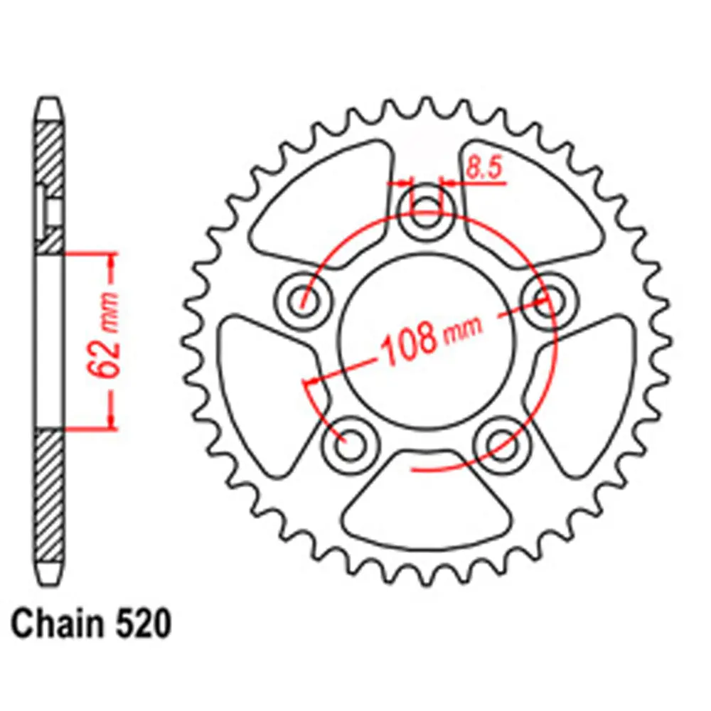 Rear Sprocket - Steel 42T 520P 1