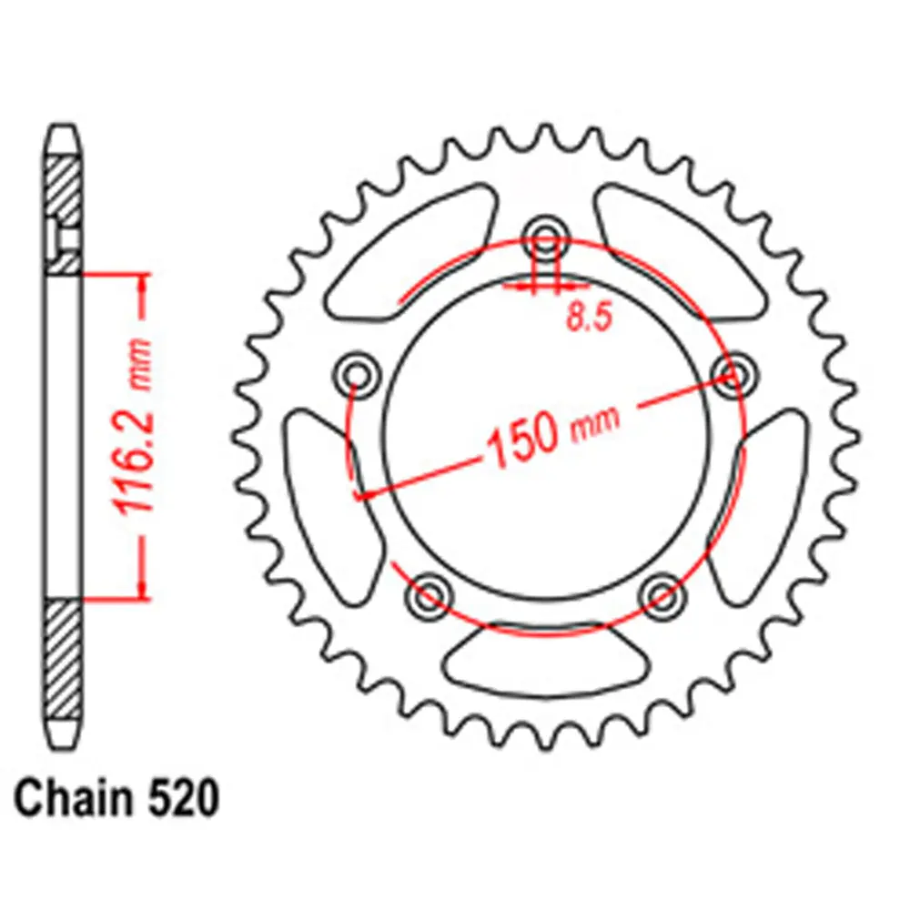 Rear Sprocket - Steel 42T 520P 1