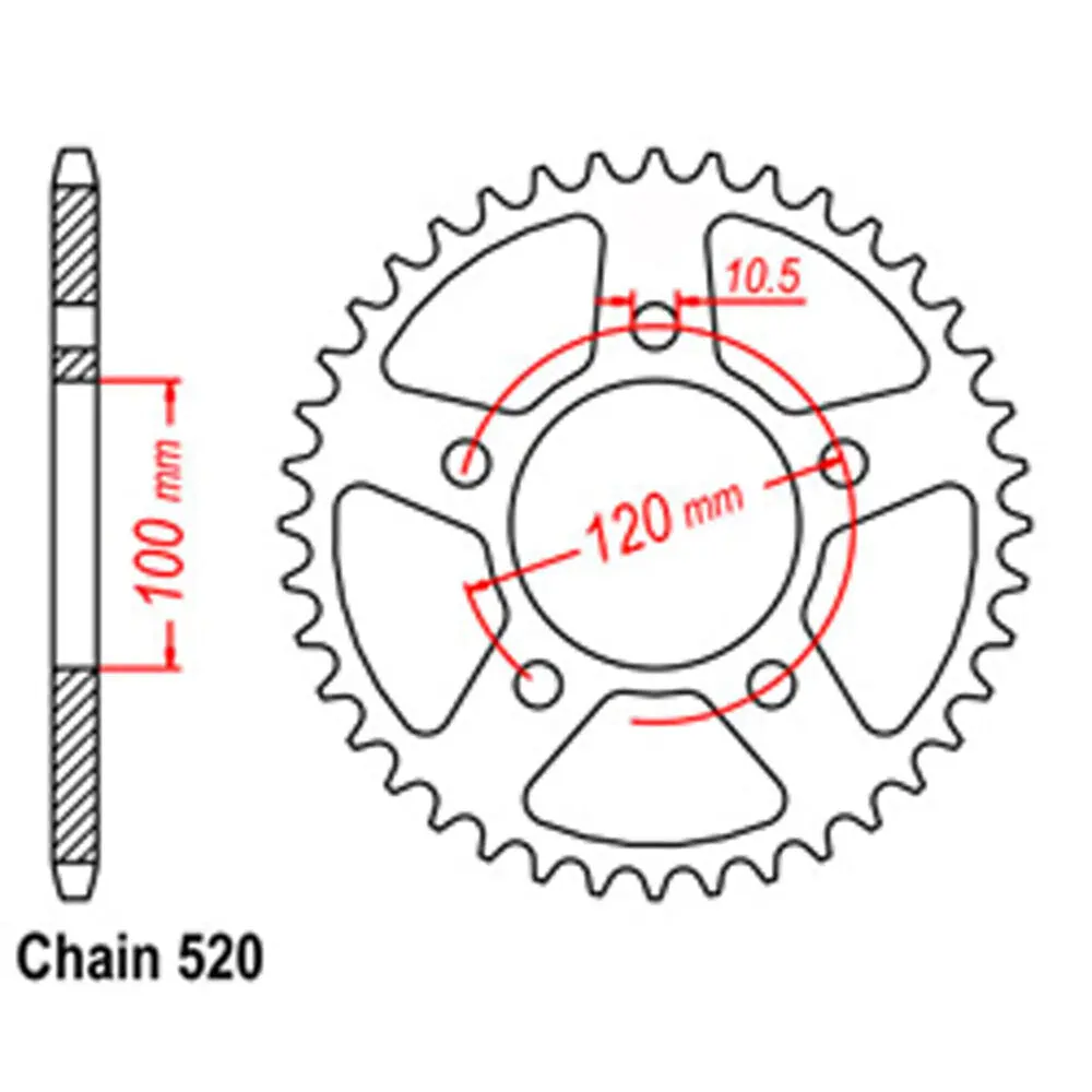 Rear Sprocket - Steel 43T 520P 1