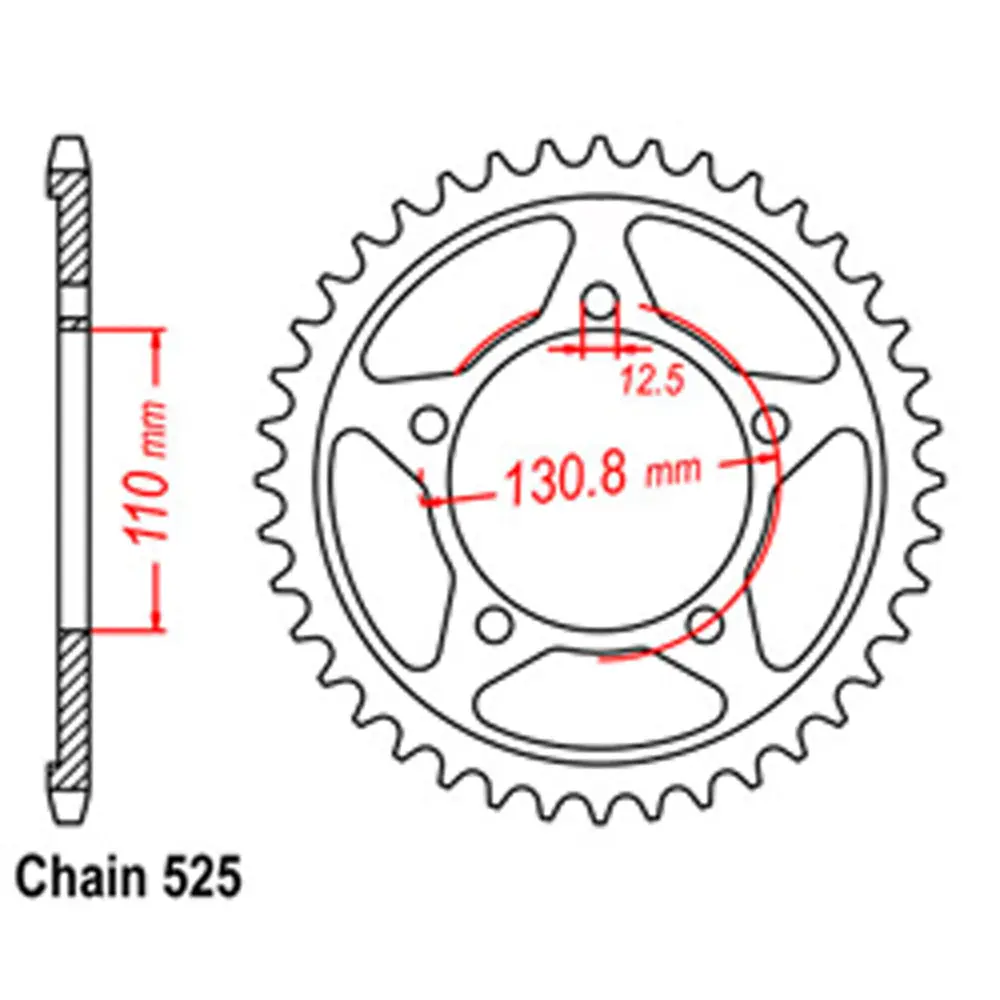 Rear Sprocket - Steel 44T 525P 1