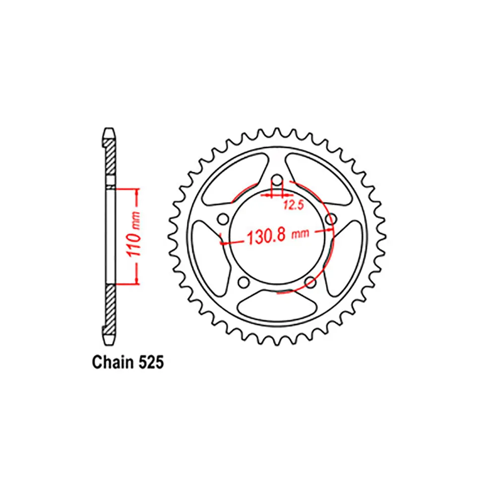 Rear Sprocket - Steel 45T 525P 1