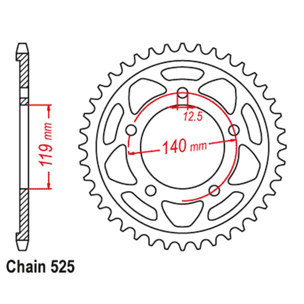 Rear Sprocket - Steel 42T 525P 1