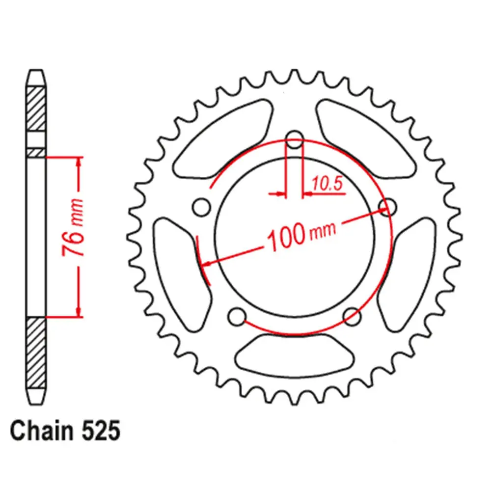 Rear Sprocket - Steel 44T 525P 1