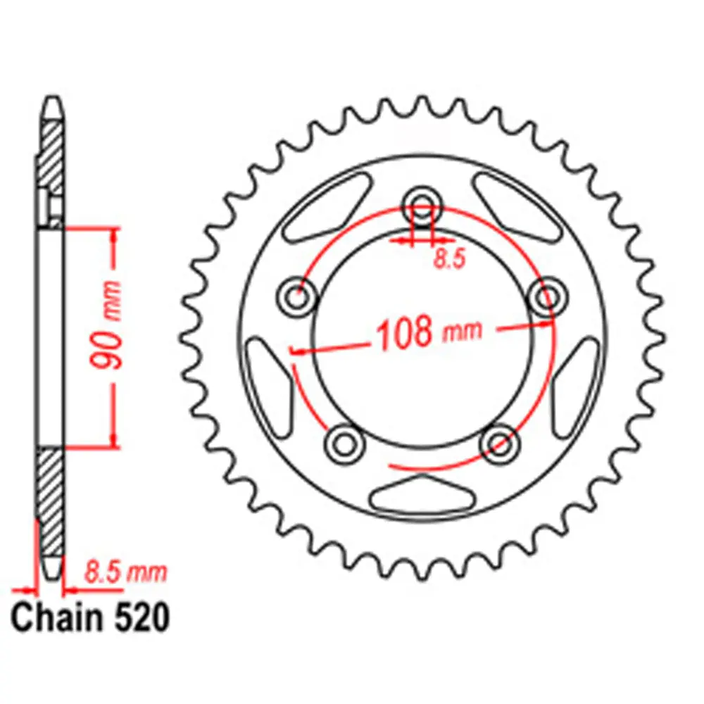 Rear Sprocket - Steel 38T 520P 1