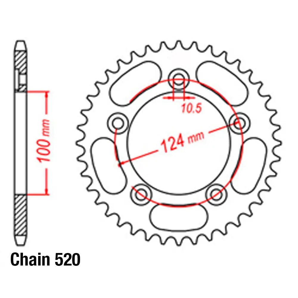 Rear Sprocket - Steel 39T 520P 1