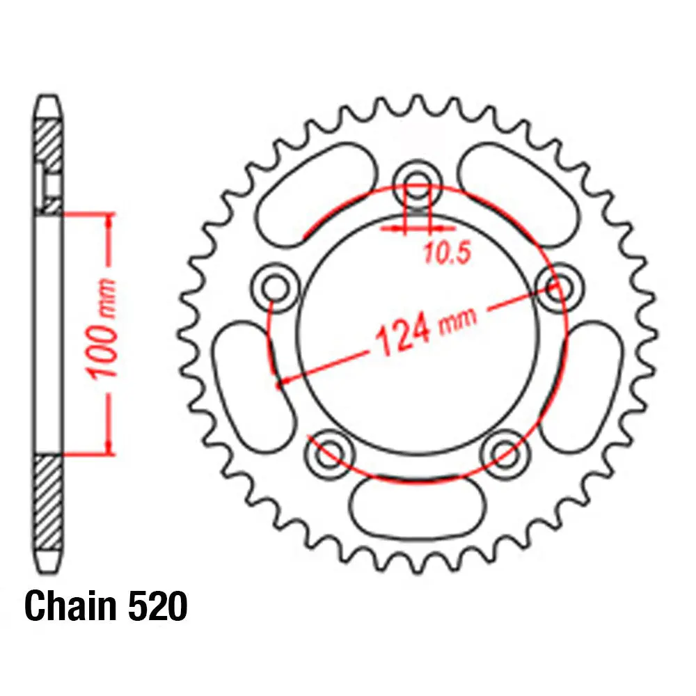 Rear Sprocket - Steel 44T 520P 1