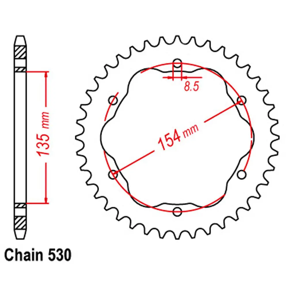 Rear Sprocket - Steel - Black - 40T 530P - 760 Or 770 Adaptor Required 1