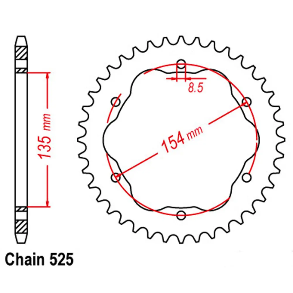 Rear Sprocket Steel - Black - 41T 525P - 760 Or 770 Adaptor Required 1