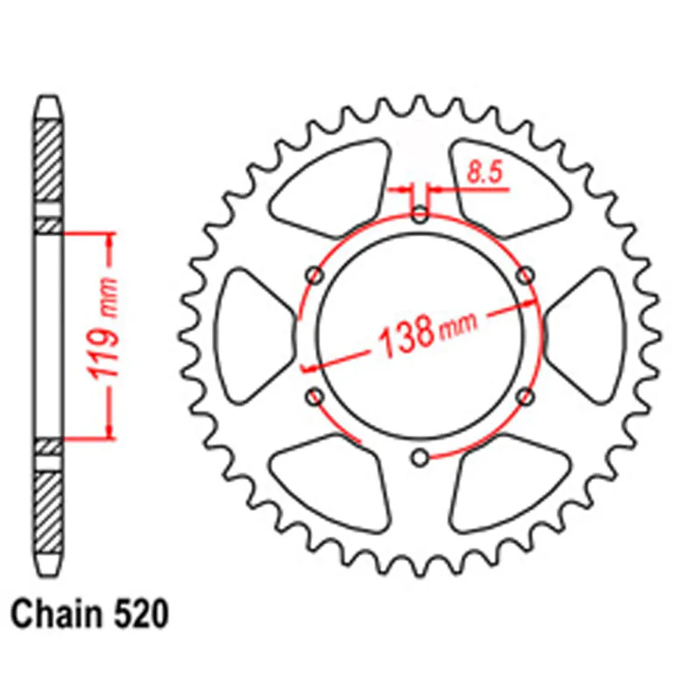Rear Sprocket - Steel 48T 520P 1