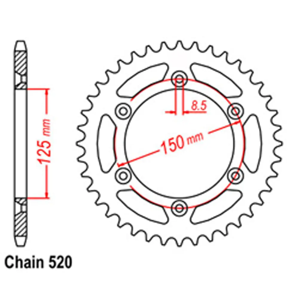 Rear Sprocket - Steel 46T 520P 1