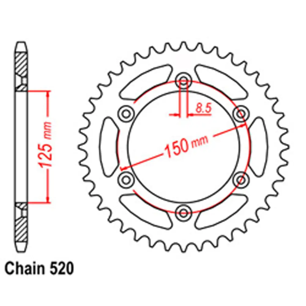 Rear Sprocket - Steel 52T 520P 1