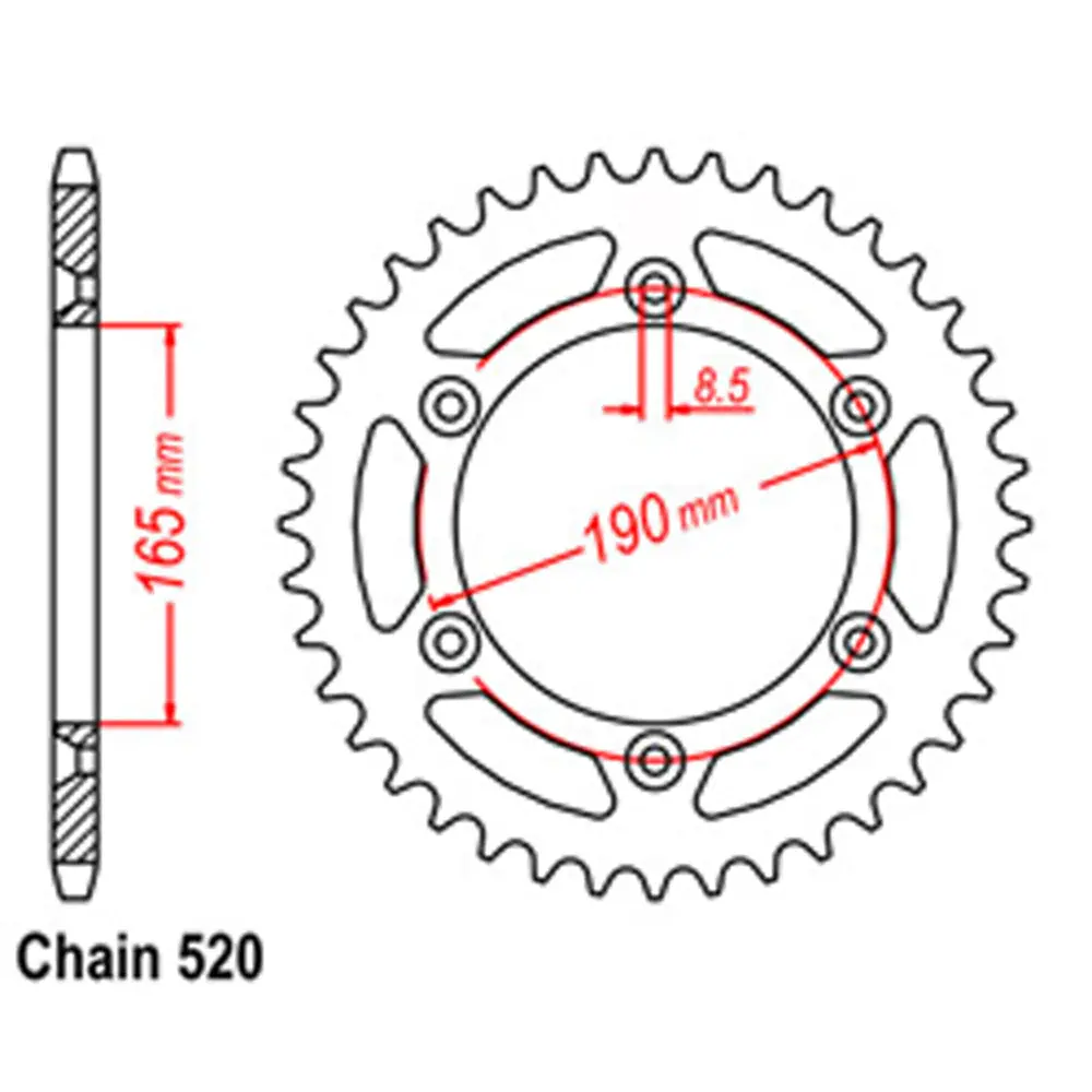 Rear Sprocket - Steel 52T 520P 1