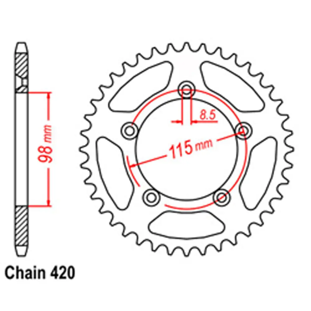 Rear Sprocket - Steel 46T 420P 1