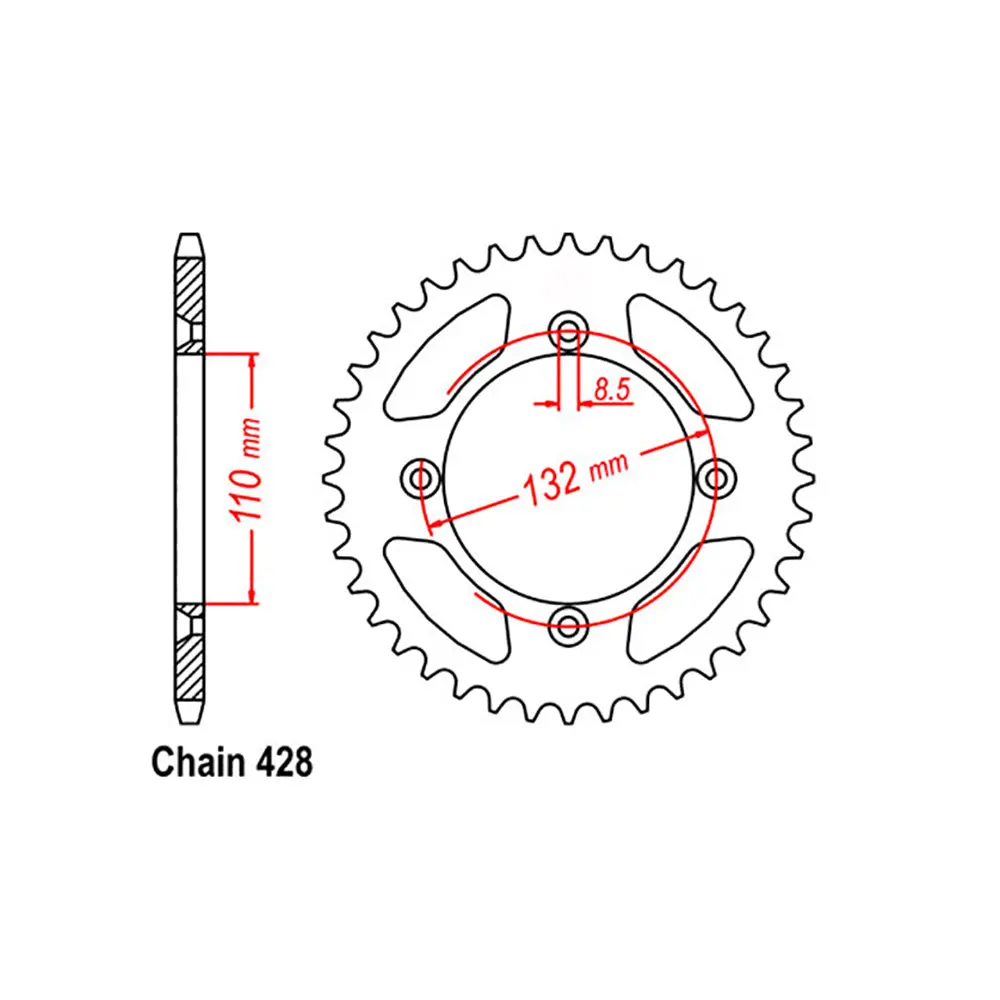 Rear Sprocket - Steel 49T 428P 1