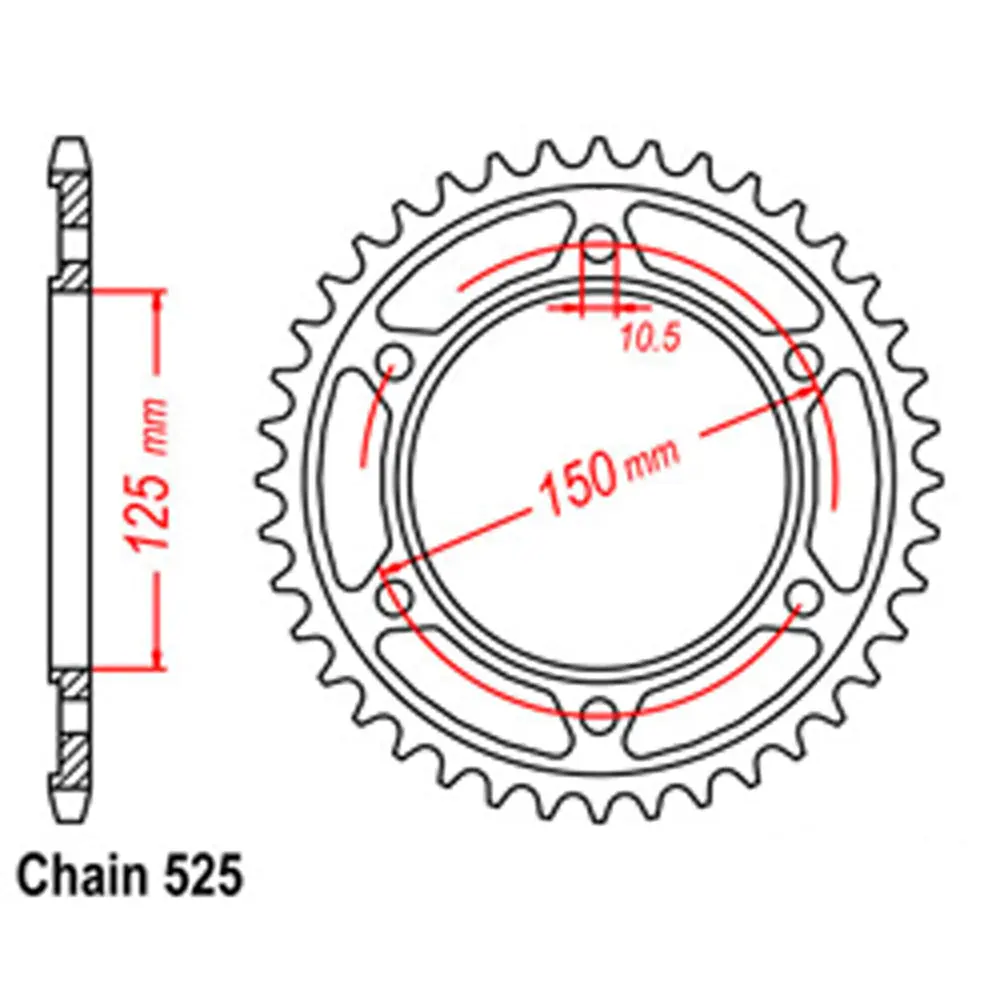 Rear Sprocket - Steel 45T 525P 1