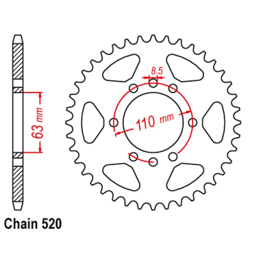 Rear Sprocket - Steel 45T 520P 1