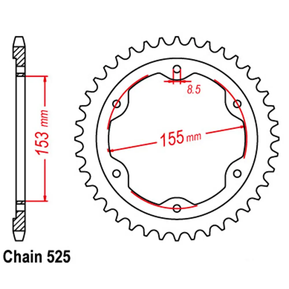 Rear Sprocket - Steel 38T 525P 1