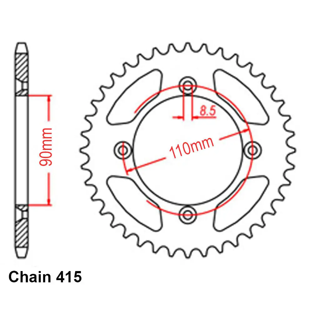 Rear Sprocket - Steel 42T 415P 1